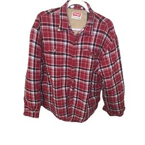 Wrangler red plaid sherpa-lined flannel shirt jacket, size XL 0030